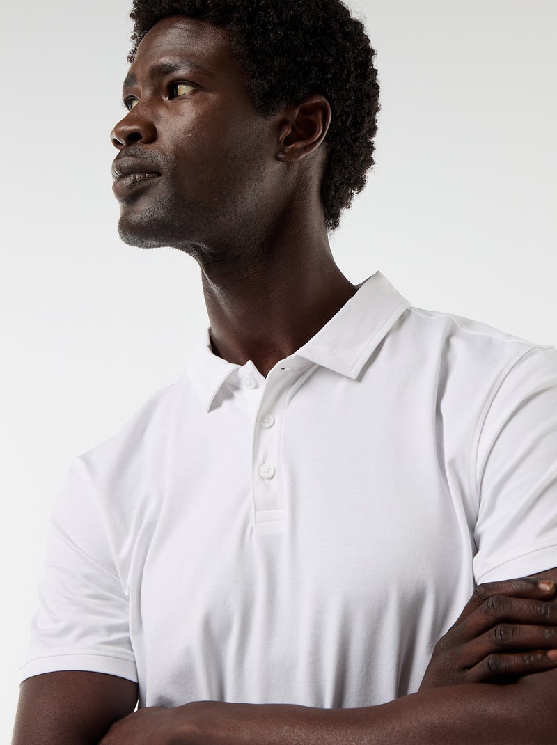 Polo in jersey con colletto abbottonato Bianco - Kiabi