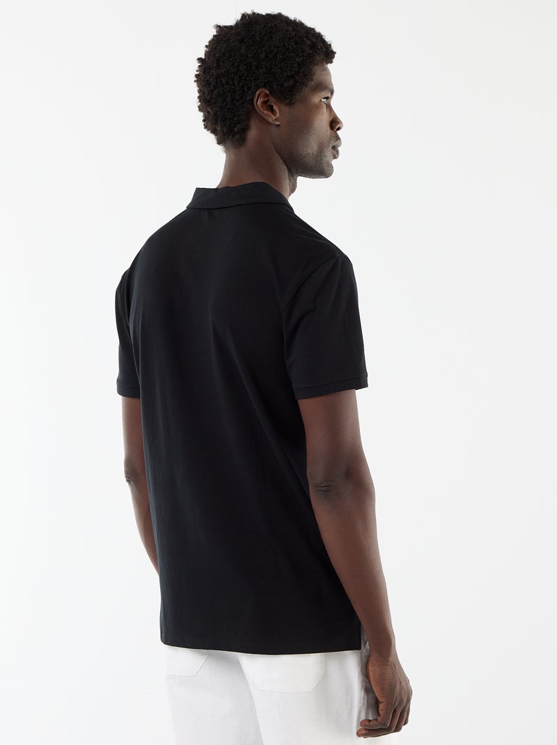 Polo in jersey con colletto abbottonato Nero - Kiabi