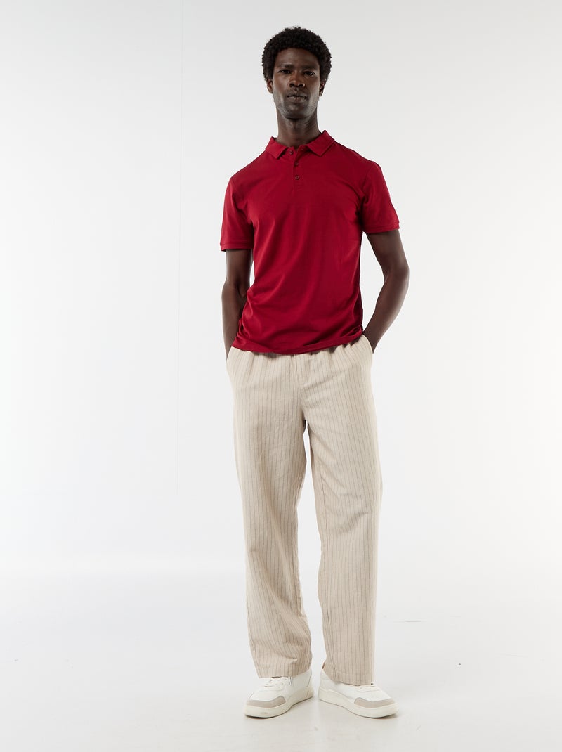 Polo in jersey con colletto abbottonato Rosso - Kiabi