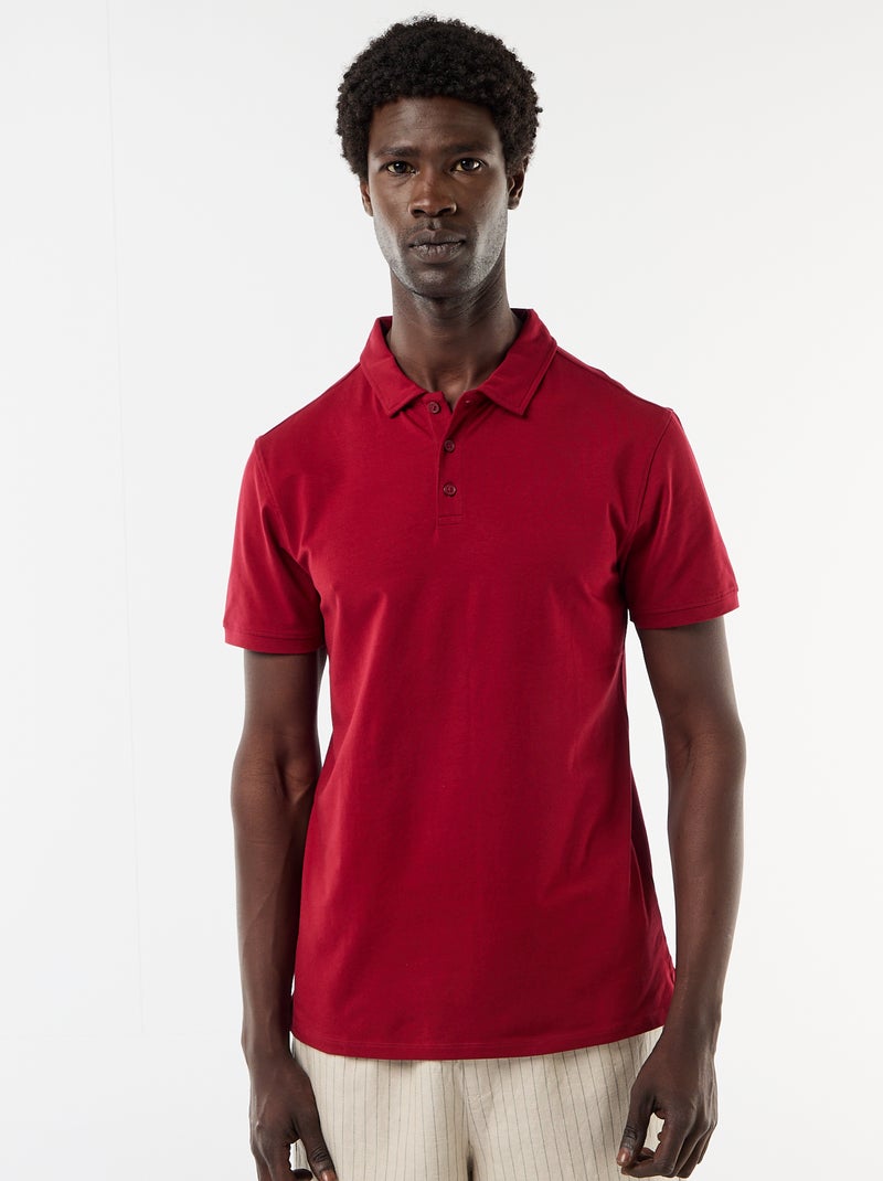 Polo in jersey con colletto abbottonato Rosso - Kiabi