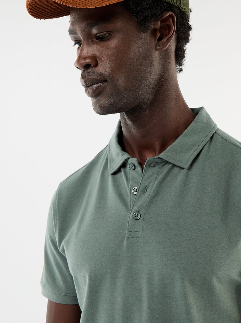 Polo in jersey con colletto abbottonato Verde - Kiabi