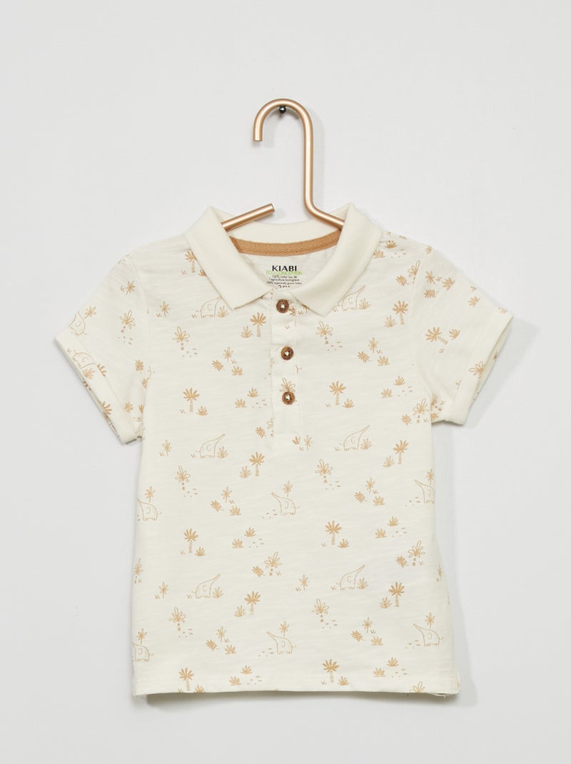 Polo in jersey con motivo BIANCO - Kiabi