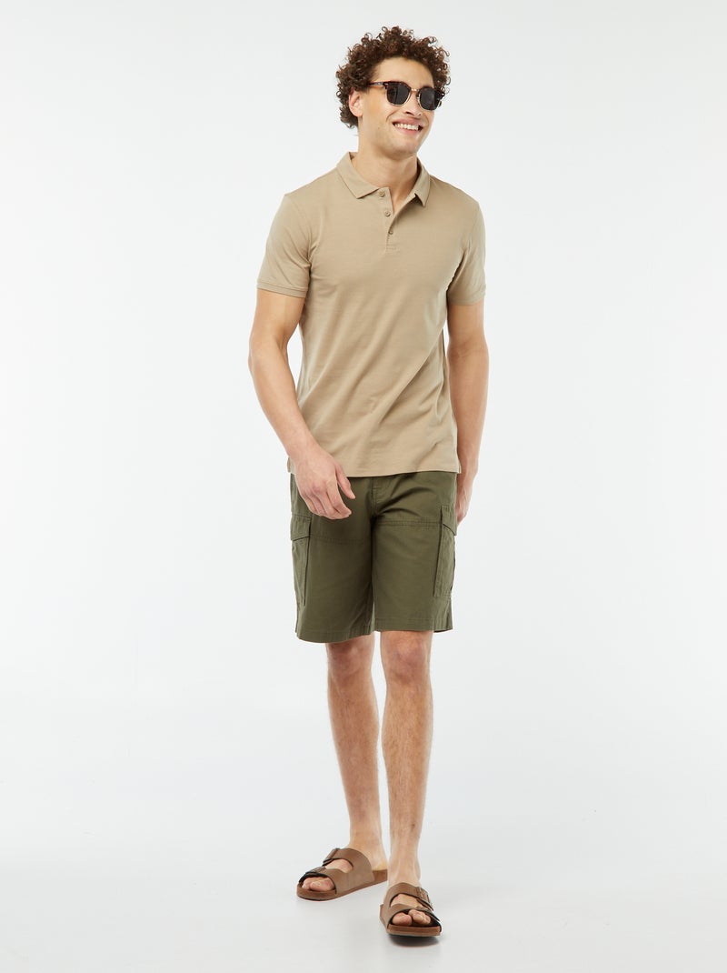 Polo in jersey tinta unita a maniche corte BEIGE - Kiabi