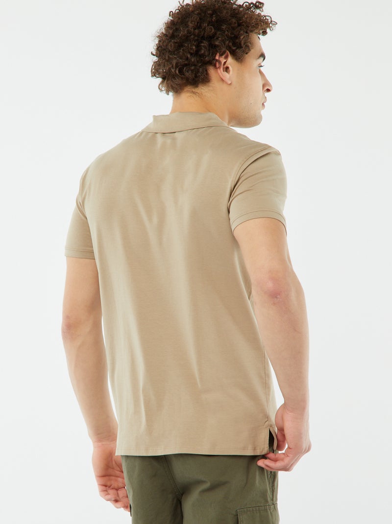 Polo in jersey tinta unita a maniche corte BEIGE - Kiabi