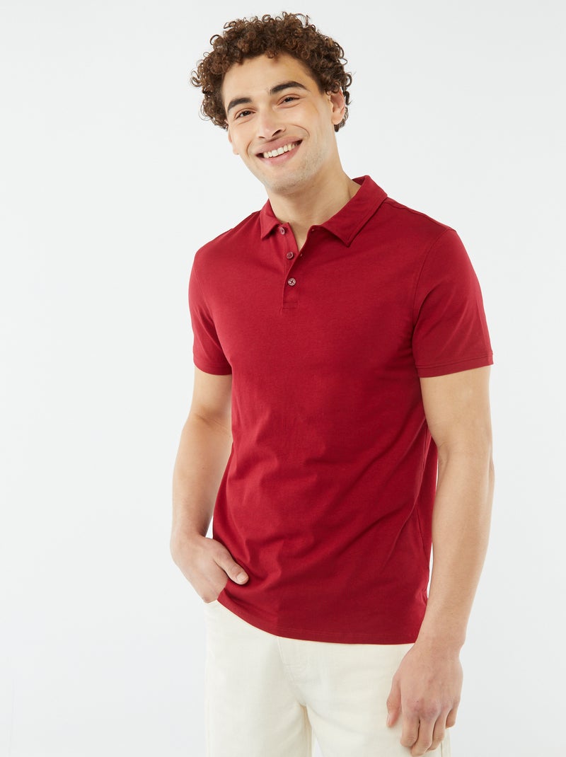 Polo in jersey tinta unita a maniche corte ROSSO - Kiabi