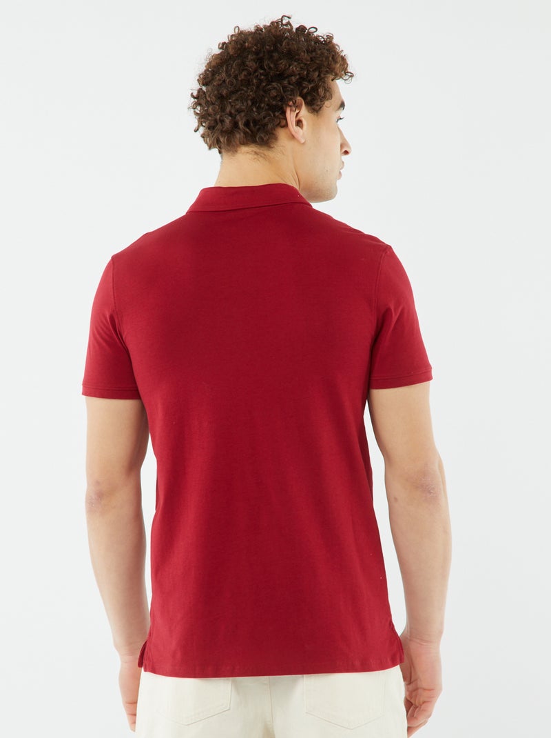 Polo in jersey tinta unita a maniche corte ROSSO - Kiabi
