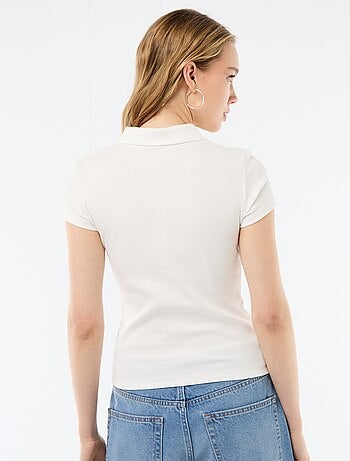 Polo in maglia a costine con maniche corte