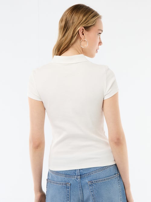 Polo in maglia a costine con maniche corte - Kiabi