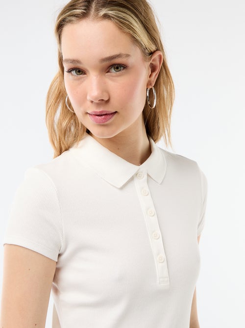 Polo in maglia a costine con maniche corte - Kiabi