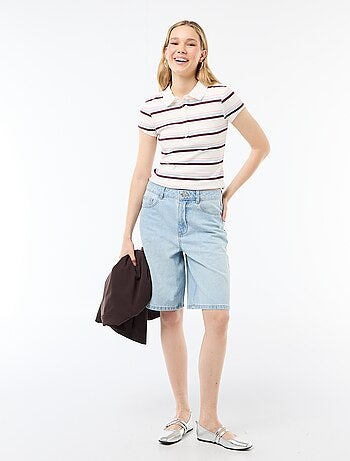 Polo in maglia a costine con maniche corte