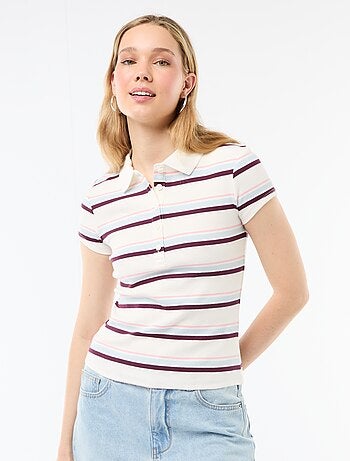Polo in maglia a costine con maniche corte