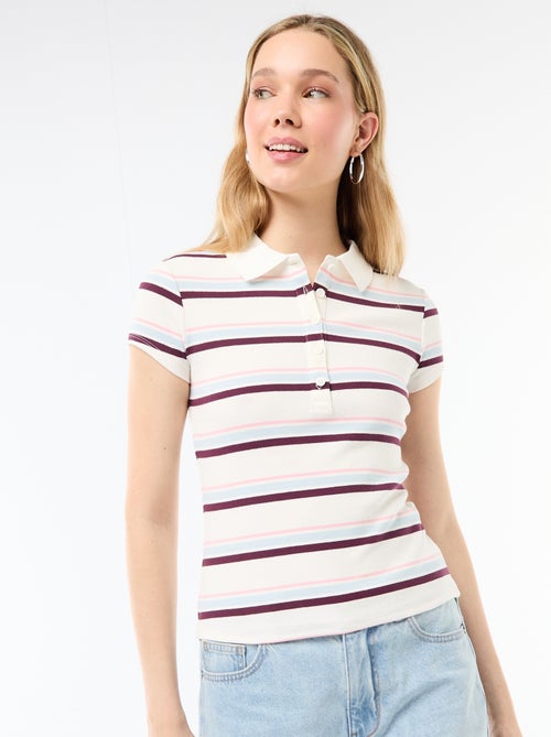 Polo in maglia a costine con maniche corte - Kiabi