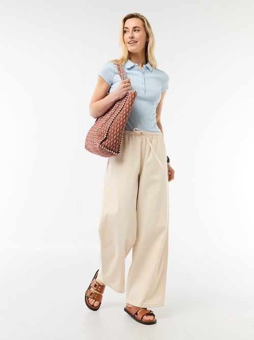 Polo in maglia a costine con maniche corte - Kiabi