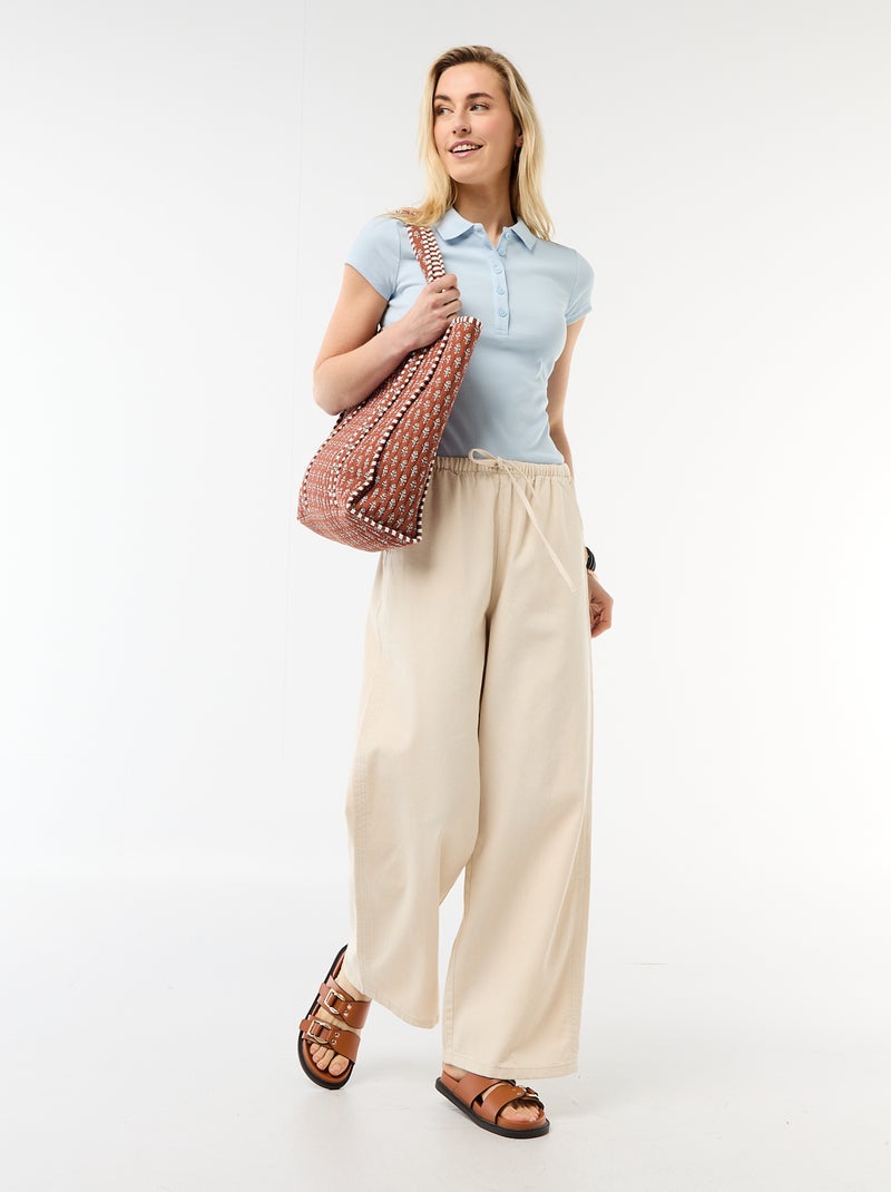 Polo in maglia a costine con maniche corte Blu - Kiabi