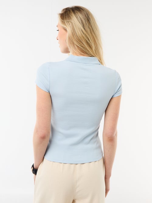 Polo in maglia a costine con maniche corte - Kiabi