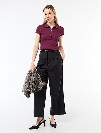 Polo in maglia a costine con maniche corte