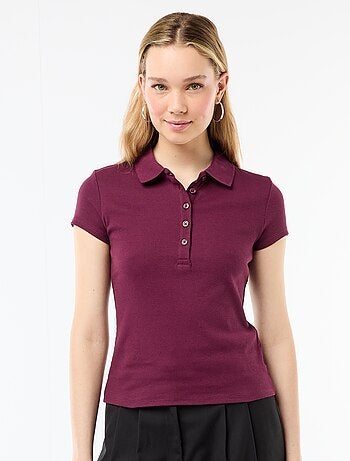 Polo in maglia a costine con maniche corte