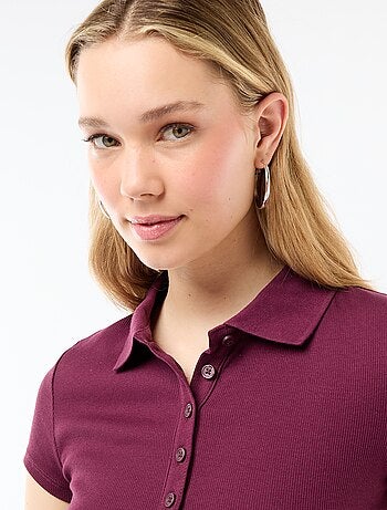 Polo in maglia a costine con maniche corte