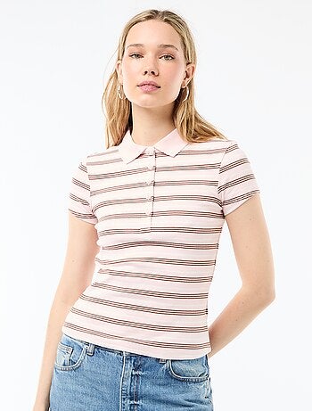 Polo in maglia a costine con maniche corte