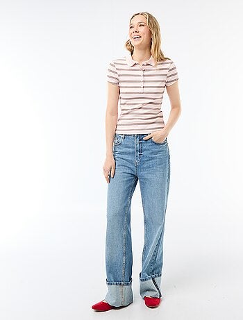 Polo in maglia a costine con maniche corte