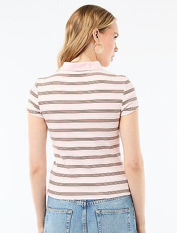 Polo in maglia a costine con maniche corte