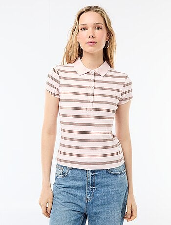 Polo in maglia a costine con maniche corte