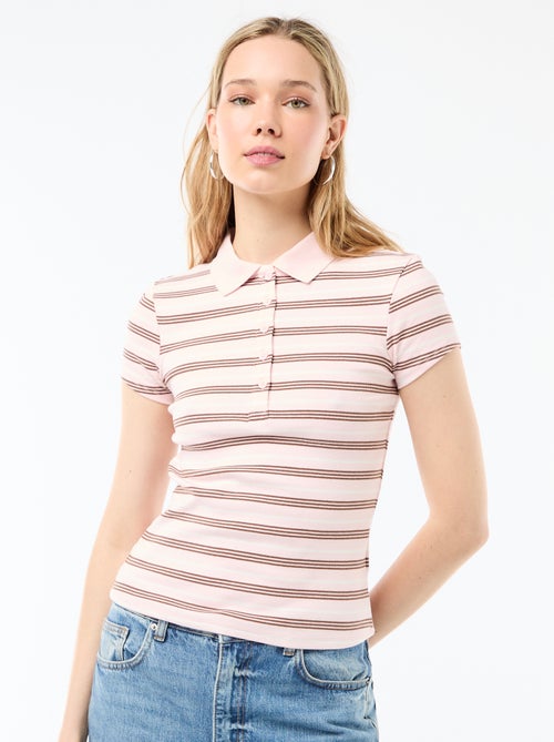 Polo in maglia a costine con maniche corte - Kiabi