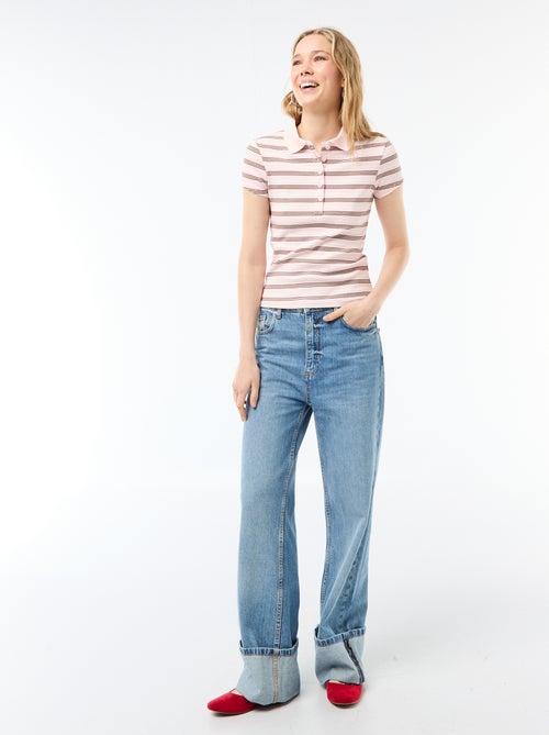 Polo in maglia a costine con maniche corte - Kiabi