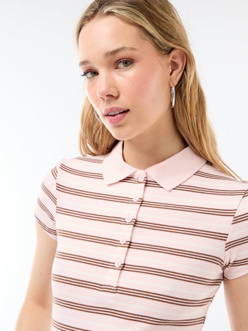 Polo in maglia a costine con maniche corte - Kiabi