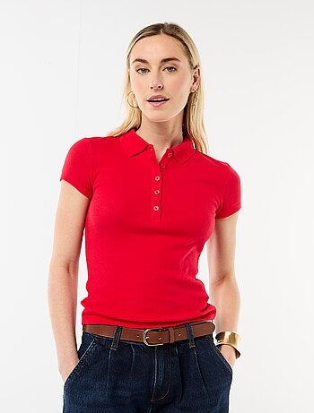 Polo in maglia a costine con maniche corte