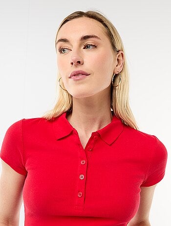 Polo in maglia a costine con maniche corte