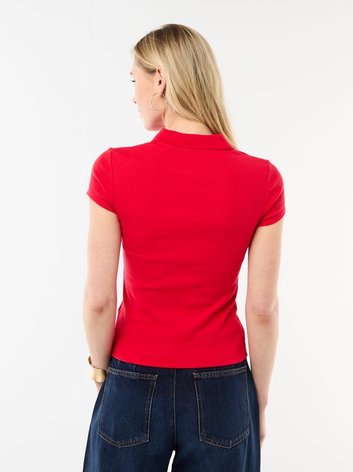 Polo in maglia a costine con maniche corte - Kiabi