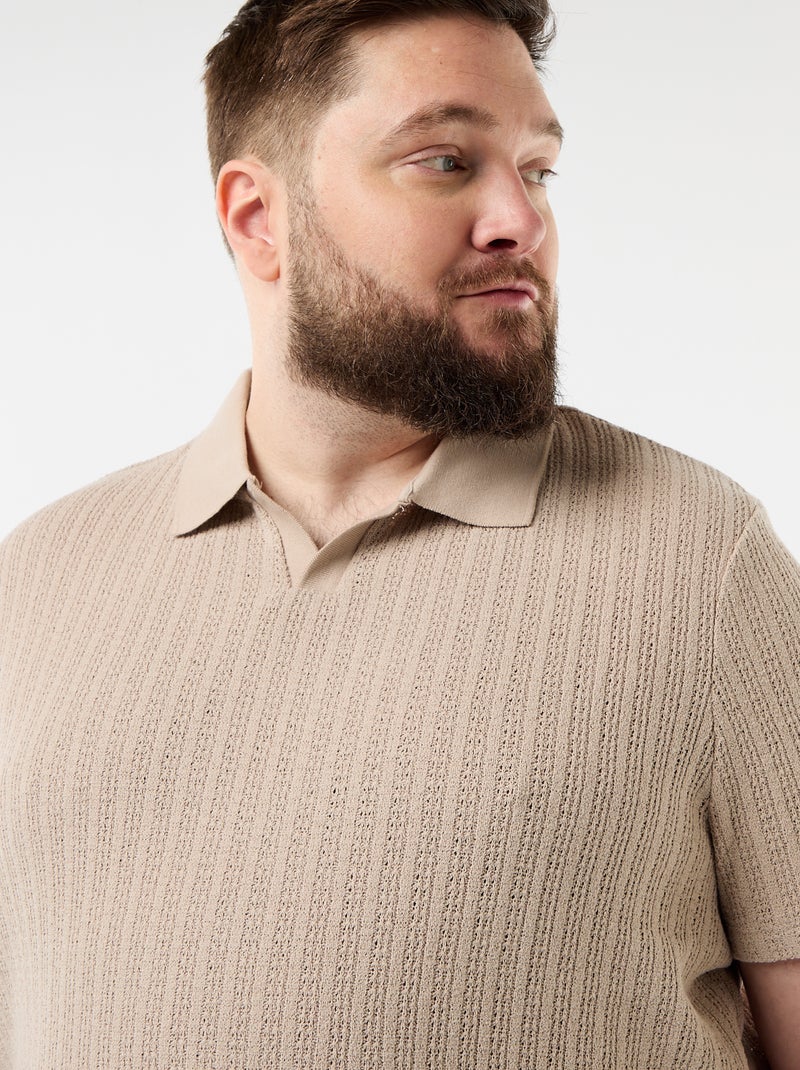 Polo in maglia a maniche corte Beige - Kiabi