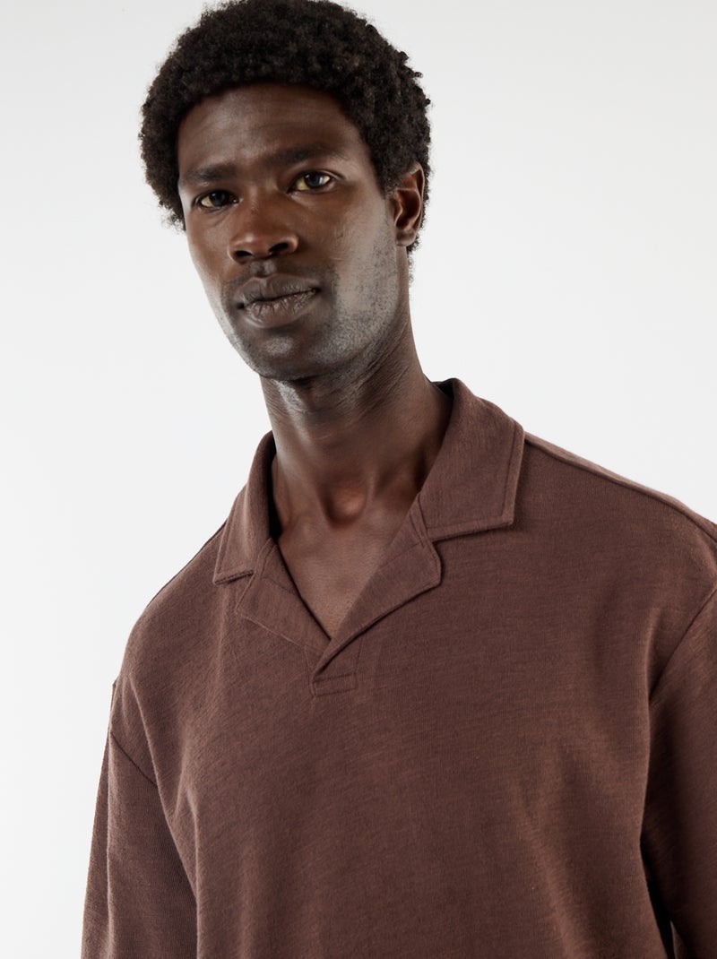 Polo in maglia a maniche corte Marrone - Kiabi