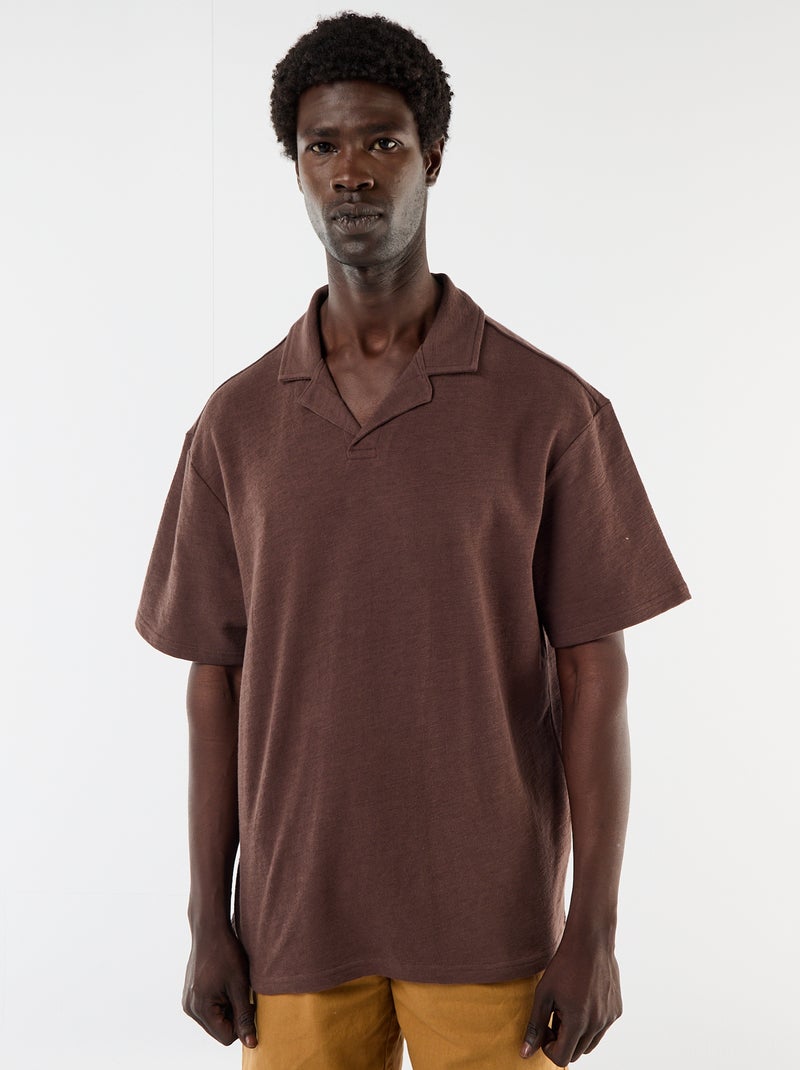 Polo in maglia a maniche corte Marrone - Kiabi
