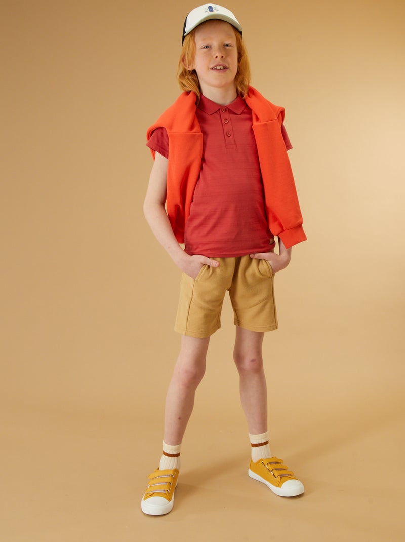 Polo in maglia a rilievo ROSSO - Kiabi