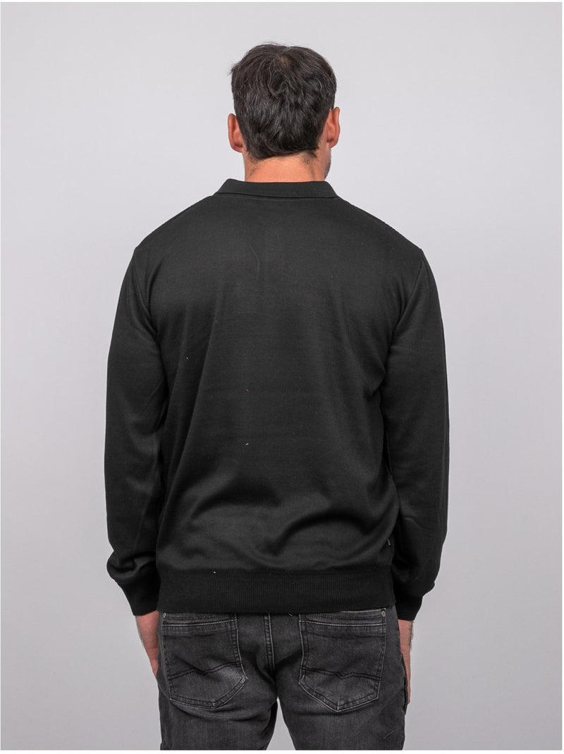 Polo in maglia abbottonata a maniche lunghe losteria Nero - Kiabi