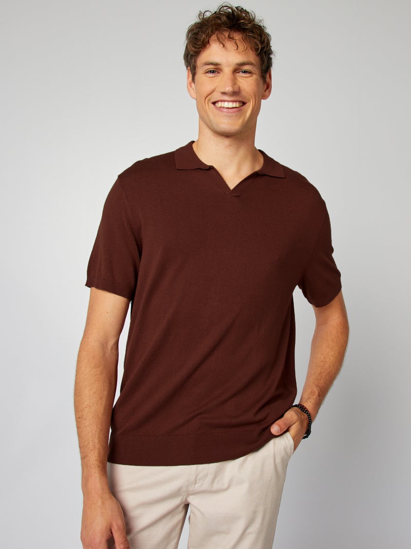 Polo in maglia con collo aperto ROSSO - Kiabi