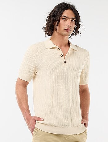 Polo in maglia effetto tricot