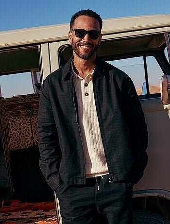 Polo in maglia effetto tricot