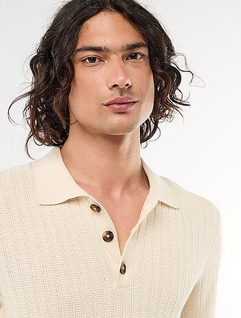Polo in maglia effetto tricot