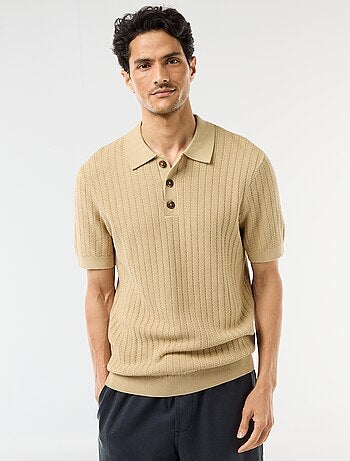 Polo in maglia effetto tricot