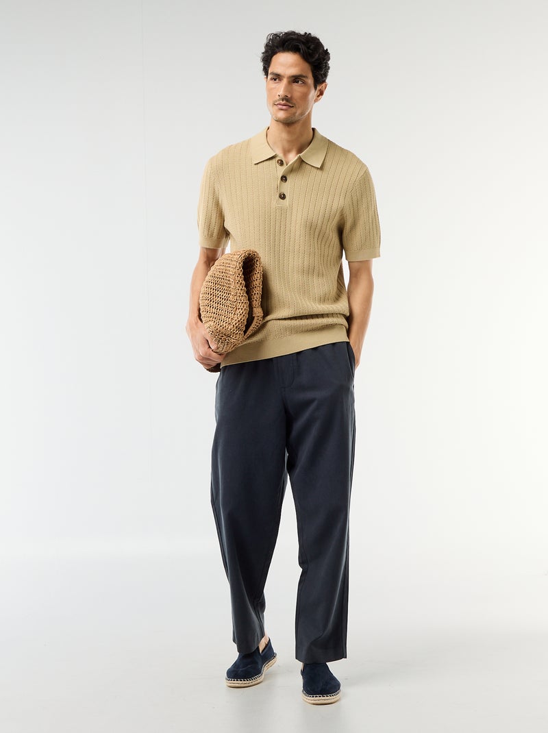 Polo in maglia effetto tricot Beige - Kiabi