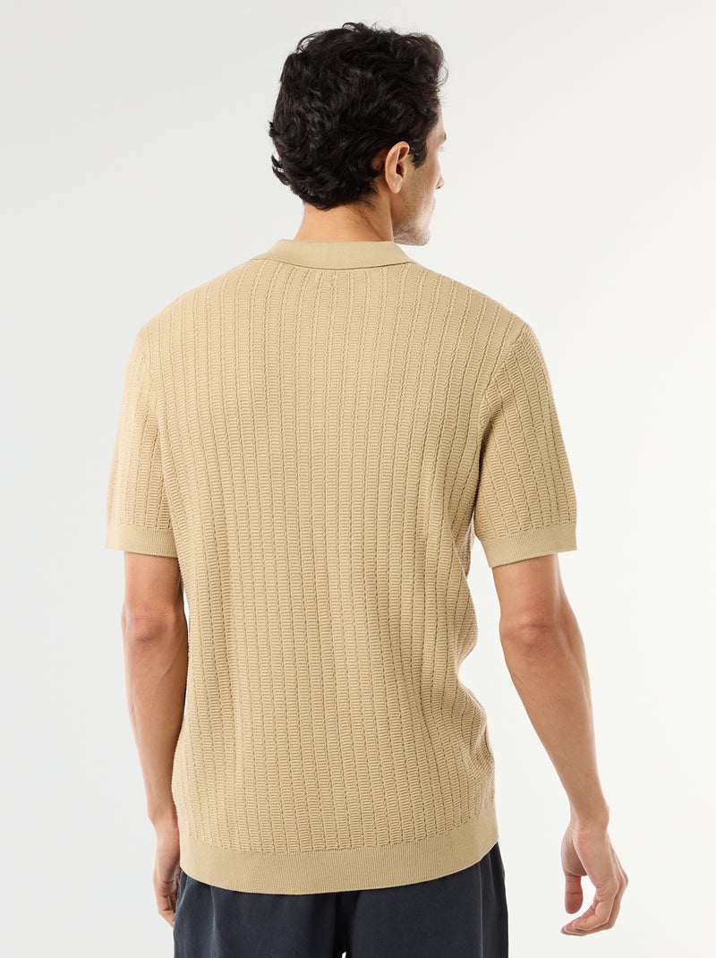 Polo in maglia effetto tricot Beige - Kiabi