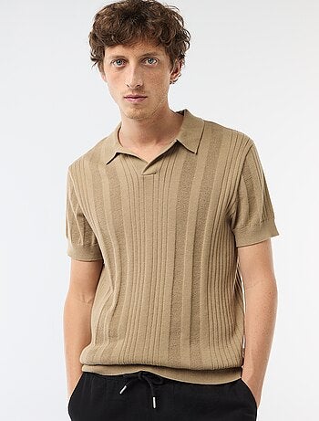 Polo in maglia effetto tricot