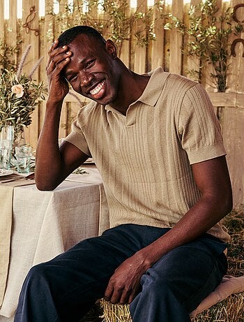 Polo in maglia effetto tricot