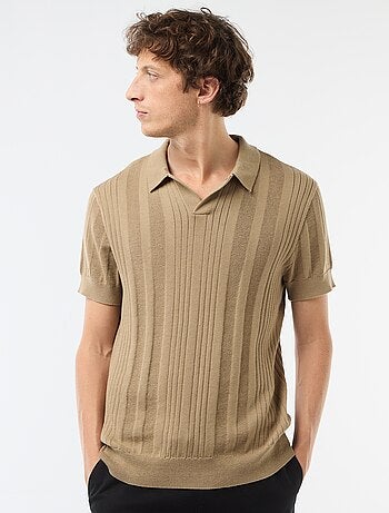 Polo in maglia effetto tricot
