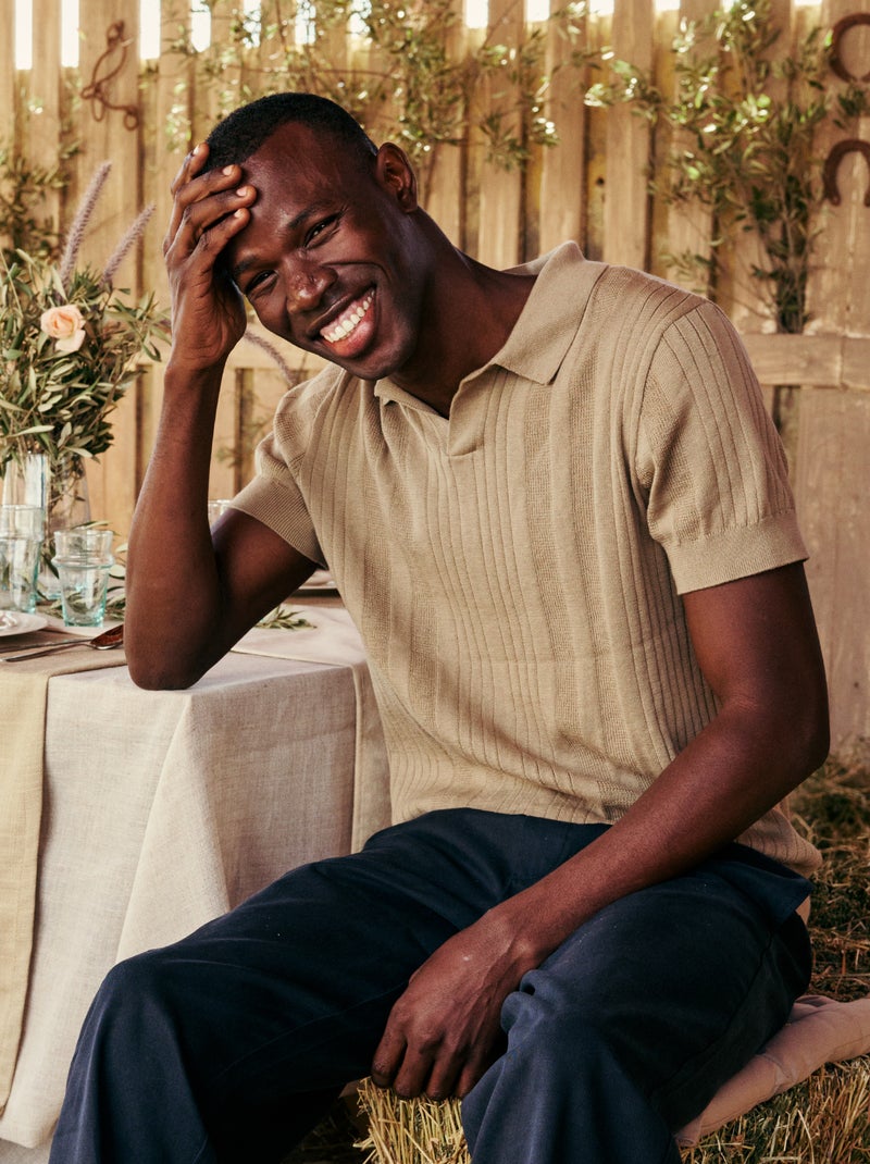 Polo in maglia effetto tricot Beige - Kiabi