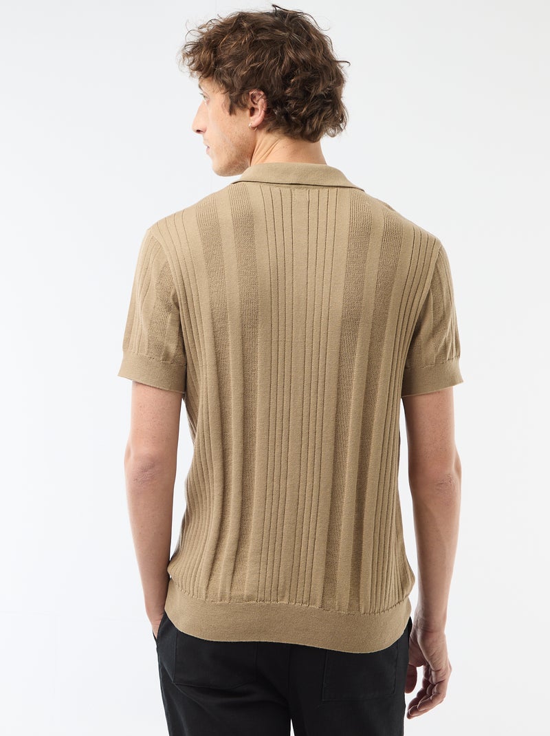 Polo in maglia effetto tricot Beige - Kiabi
