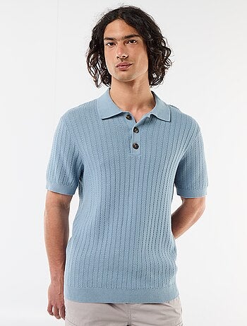 Polo in maglia effetto tricot